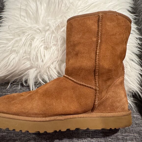 Classic Ugg Boots Womens Size 11 Faux Fur Lined Brown Chestnut Suede - Picture 6 of 14
